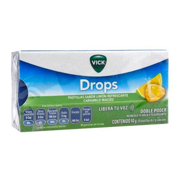 Vick Drops Pastillas Sabor Limón Caja con 20 Pastillas