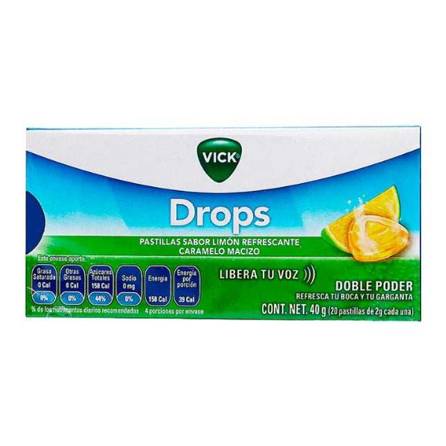 Vick Drops Pastillas Sabor Limón Caja con 20 Pastillas