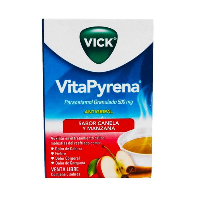 Vick VitaPyrena Sabor Manzana/Canela con 5 Sobres de 5 mg