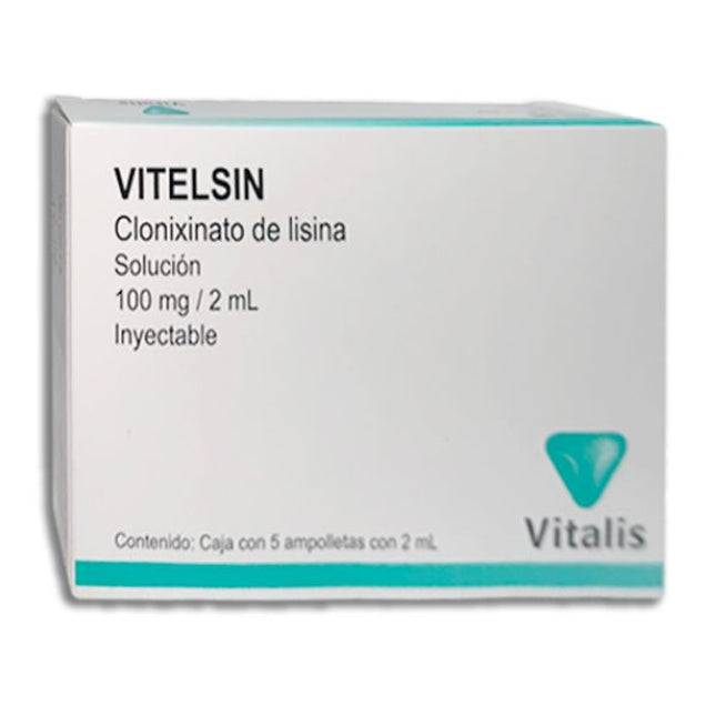 Vitelsin (Clonixinato de Lisina) 100 mg/2 ml Caja con 5 Ampolletas Inyectables