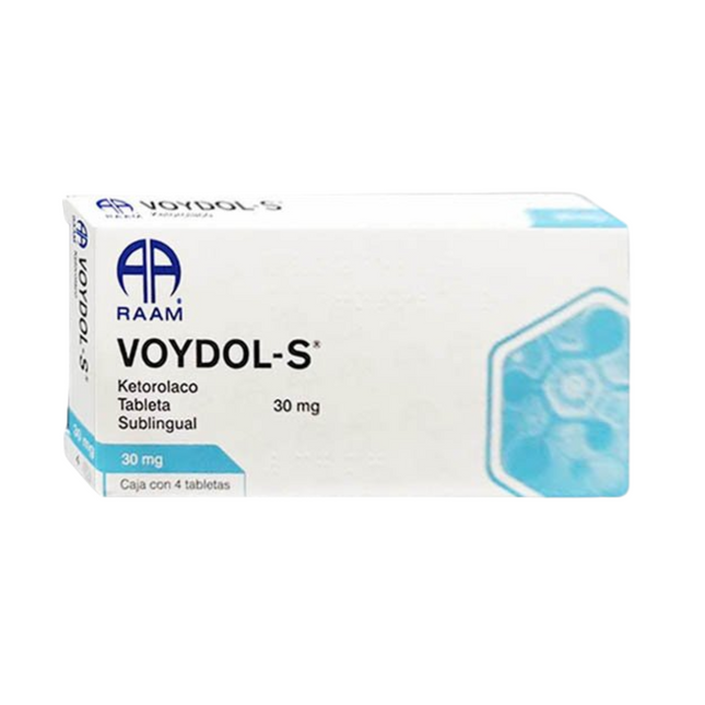 Voydol-S Ketorolaco 30 mg Caja con 4 Tabletas Sublinguales RAAM
