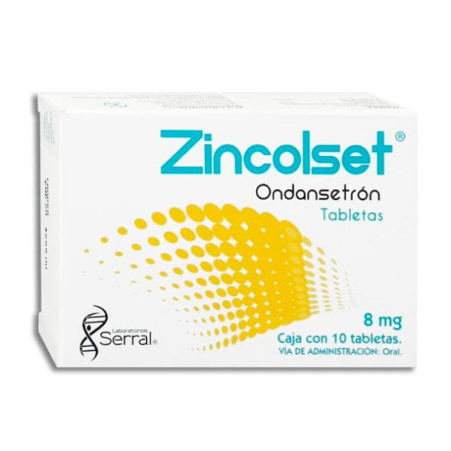 Zincolset (Ondansetrón) 8 mg Caja con 10 Tabletas Serral Laboratorios