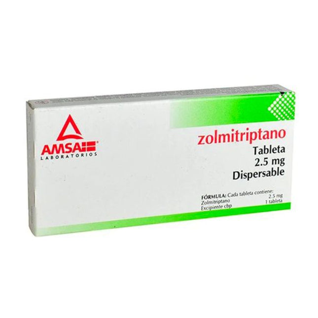 Zolmitriptano 2.5 mg Orodispersable Caja con 2 Tabletas AMSA Laboratorios