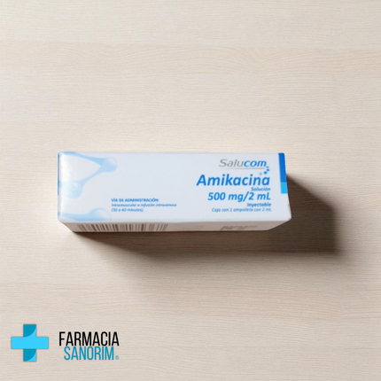 Amikacina 500mg/2ml Inyectable Caja con 1 Ampolleta Salucom