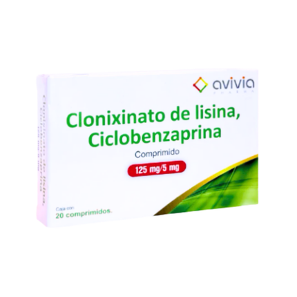 Clonixinato De Lisina, Ciclobenzaprina 125 Mg / 5 Mg Caja con 20 Comprimidos Avivia