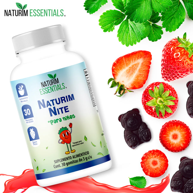 Naturim Nite Kids Gomitas de Valeriana Frasco con 30 Gomitas Sabor Fresa Para Niños