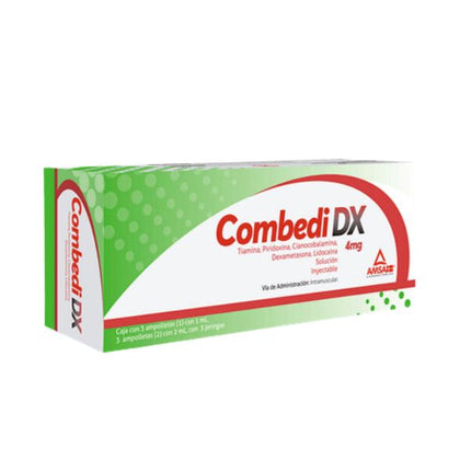 Combedi DX (Complejo B/Dexametasona/Lidocaina) Caja con 6 Ampolletas