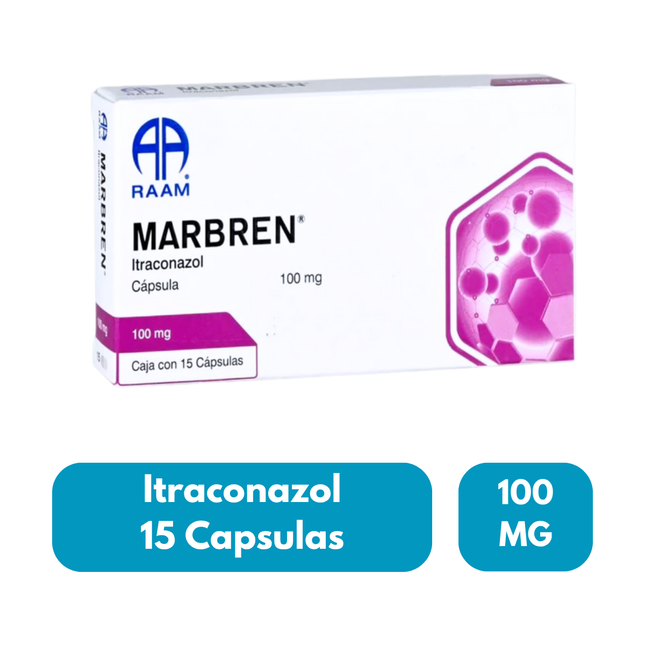 Itraconazol Marbren 100 mg Caja con 15 cápsulas RAAM