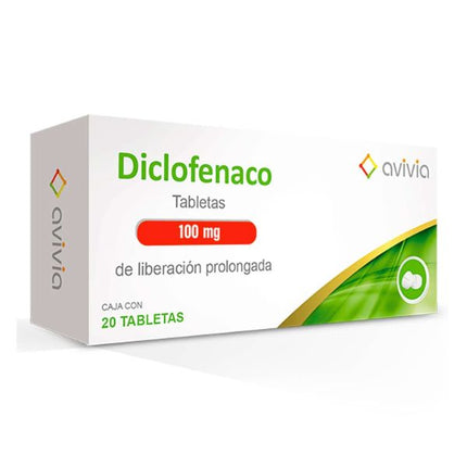 Diclofenaco 100 mg Liberación Prolongada Caja con 20 Tabletas