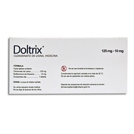 Doltrix (Clonixinato de Lisina/ Hioscina) 125 mg/ 10 mg Caja con 20 Tabletas