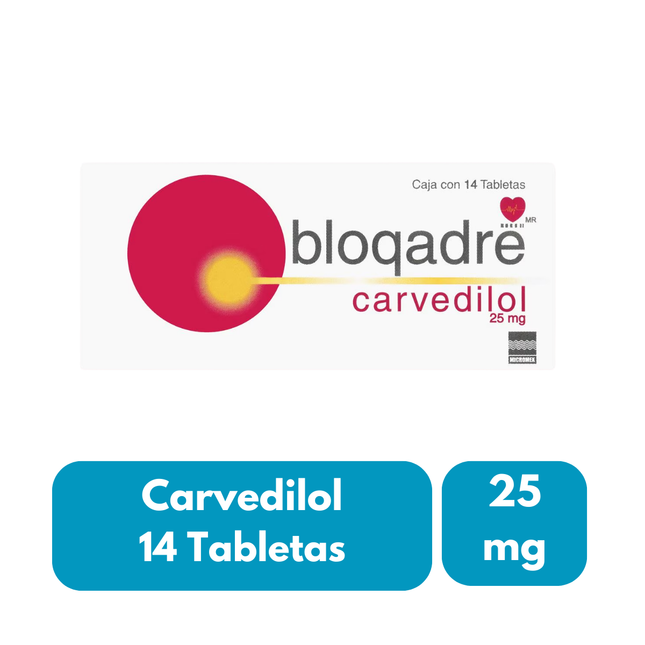 Carvedilol Bloqadre 25 mg 14 Tabletas Micro Labs