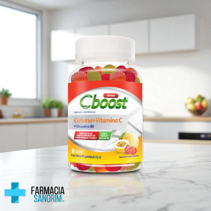 Cboost Cafeína + Vitamina C Frasco con 90 Gomitas Sabor Maracuyá y Guaraná