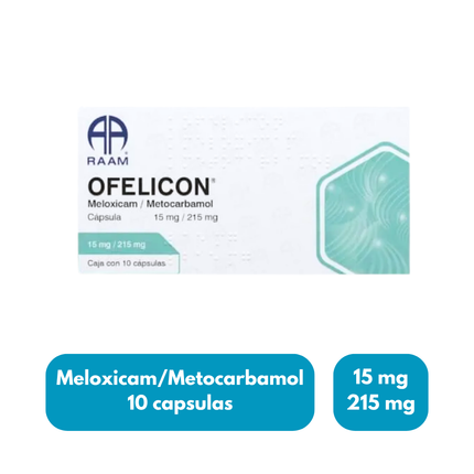 Meloxicam/Metocarbamol 15 mg/215 mg 10 capsulas RAAM Laboratorios