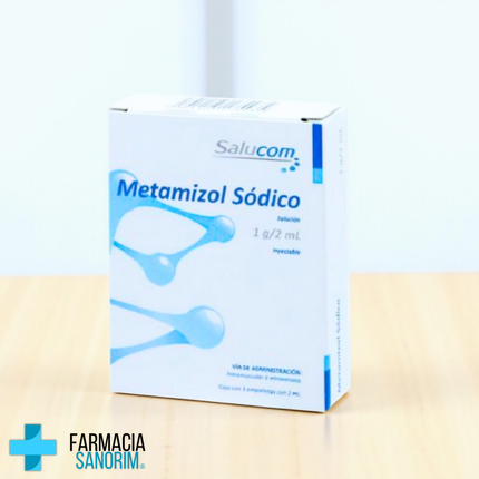 Metamizol Sódico 1g/2ml Caja con 3 Ampolletas Salucom PiSA