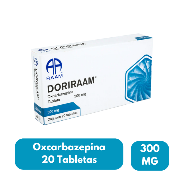 Oxcarbazepina 300 mg 20 Tabletas Doriraam RAAM