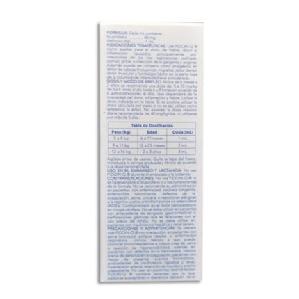 Fidoin Q  Ibuprofeno Suspensión Infantil  120 mL Sabor Tutti Fruti