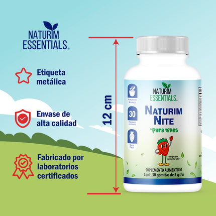 Naturim Nite Kids Gomitas de Valeriana Frasco con 30 Gomitas Sabor Fresa Para Niños