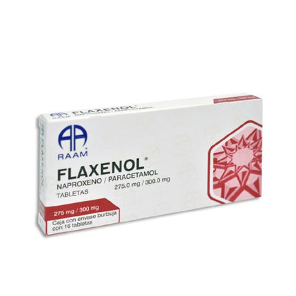 Flaxenol (Naproxeno/Paracetamol) 275 mg/300 mg Caja con 16 tabletas
