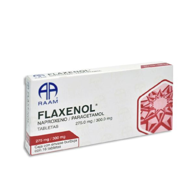 Flaxenol (Naproxeno/Paracetamol) 275 mg/300 mg Caja con 16 tabletas