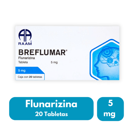 Breflumar (Flunarizina) 5 mg Caja con 20 Tabletas