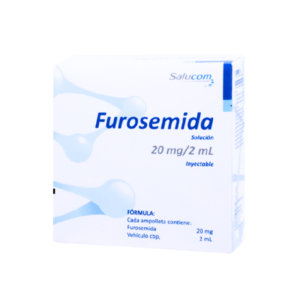 Furosemida 20mg/2ml Solución Inyectable Caja con 5 Ampolletas Salucom