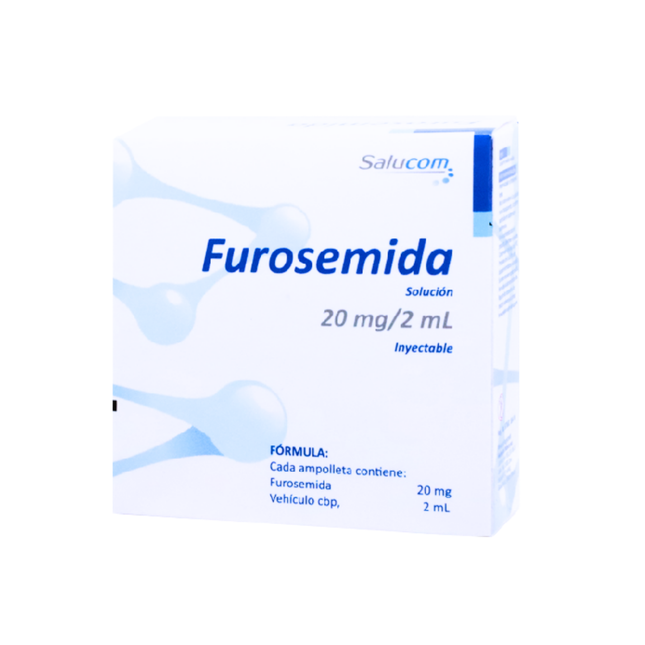 Furosemida 20mg/2ml Solución Inyectable Caja con 5 Ampolletas Salucom