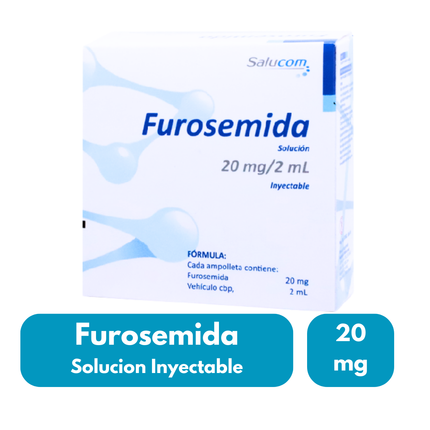 Furosemida 20mg/2ml Solución Inyectable Caja con 5 Ampolletas Salucom