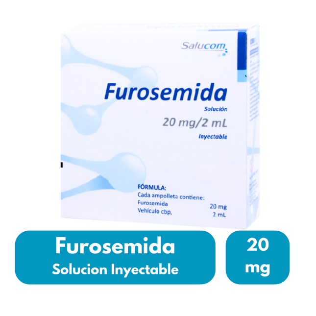 Furosemida 20mg/2ml Solución Inyectable Caja con 5 Ampolletas Salucom