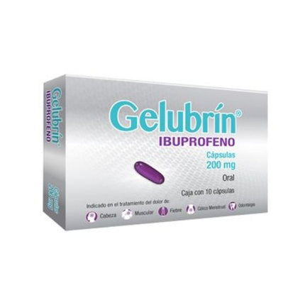 Gelubrin (Ibuprofeno) 200 mg Caja con 10 Cápsulas de Gel