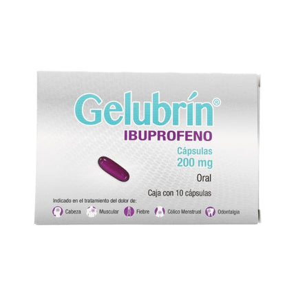 Gelubrin (Ibuprofeno) 200 mg Caja con 10 Cápsulas de Gel