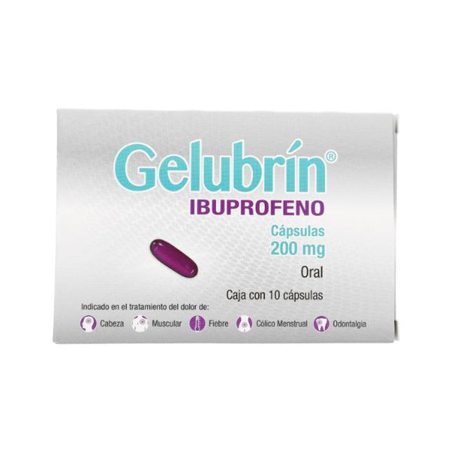 Gelubrin (Ibuprofeno) 200 mg Caja con 10 Cápsulas de Gel