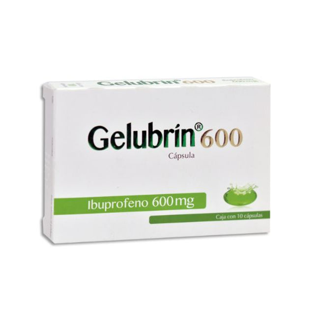 Gelubrin (Ibuprofeno) 600 mg Caja con 10 Cápsulas de Gel