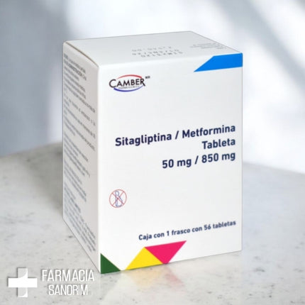 Sitagliptina / Metformina 50 mg / 850 mg Caja con 56 Tabletas Camber Pharma