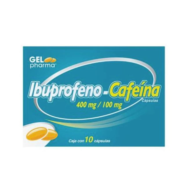 Ibuprofeno / Cafeína 400 mg / 100 mg Caja con 10 Cápsulas de Gel