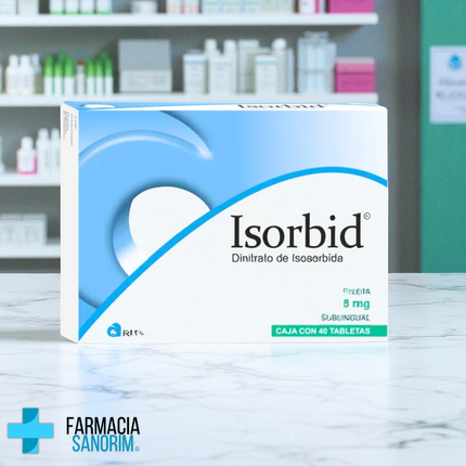 Dinitrato de Isosorbida 5mg Isorbid Sublingual Caja con 40 Tabletas