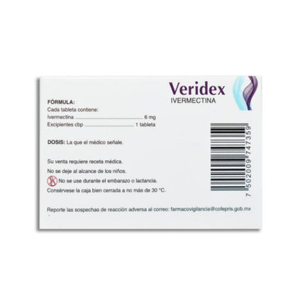 Veridex (Ivermectina) 6 mg Caja con 2 Tabletas