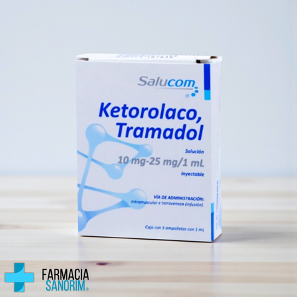 Ketorolaco Tramadol 10 mg/25 mg 3 Ampolletas con 1 ml Salucom