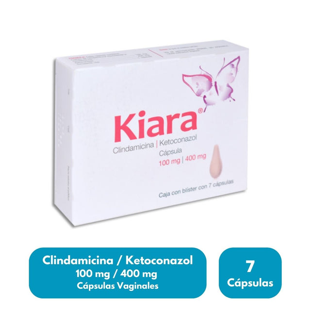 Kiara (Clindamicina / Ketoconazol) Caja con 7 Cápsulas Vaginales Progela