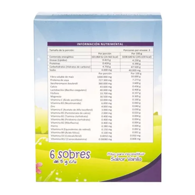 Kiddylac Probioticos y Prebioticos Caja con 6 Sobres Sabor Vainilla