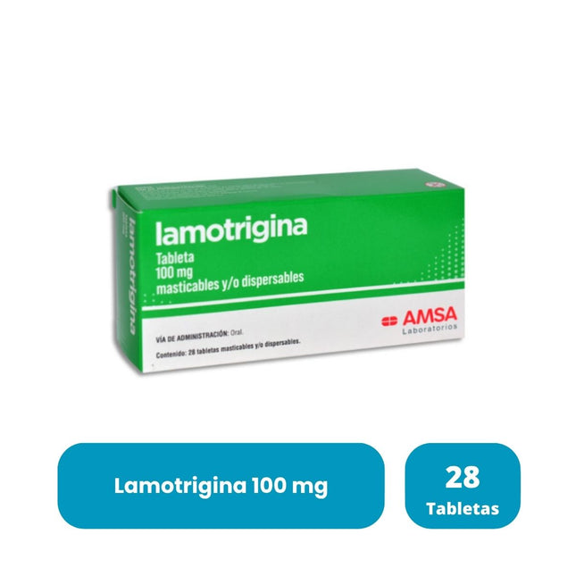 Lamotrigina 100 mg Caja con 28 tabletas AMSA Laboratorios