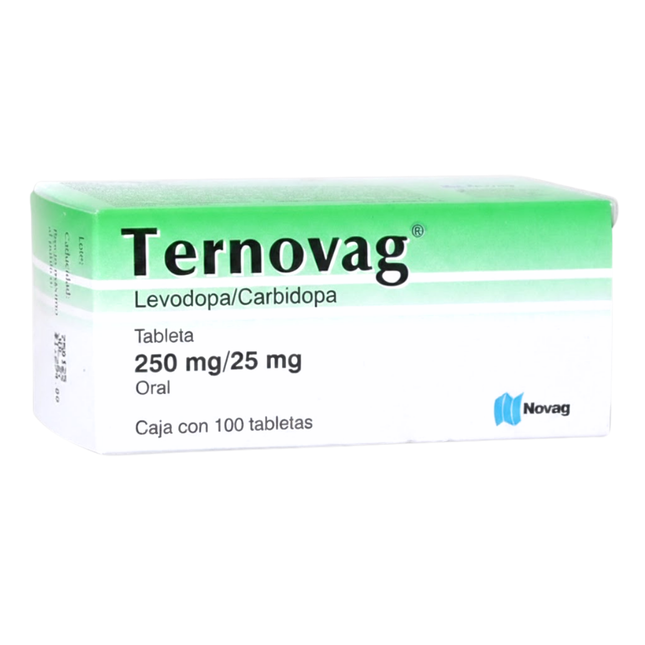 Ternovag (Levodopa/Carbidopa ) 250 mg/25mg Caja con 100 Tabletas Novag