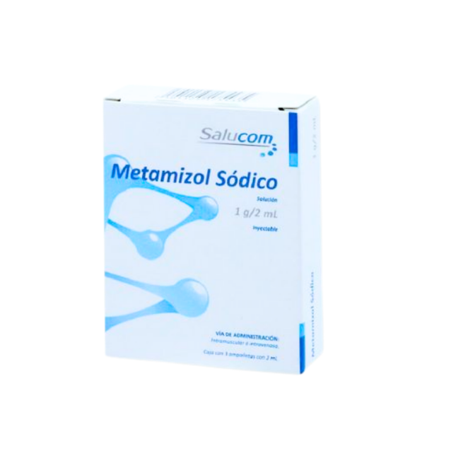 Metamizol Sódico 1g/2ml Caja con 3 Ampolletas Salucom PiSA