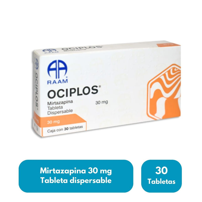 Ociplos (Mirtazapina) 30 mg Tableta Dispersable Caja con 30 Tabletas