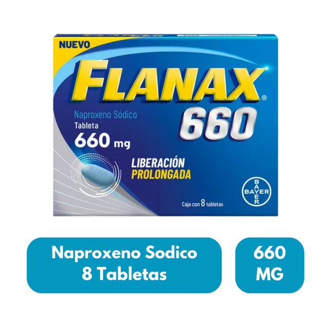 Flanax Naproxeno Sódico 660 mg Liberación Prolongada 8 Tabletas Bayer