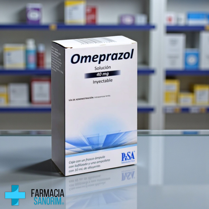 Omeprazol 40 mg Inyectable Caja con Ampula y Ampolleta 10 ml PiSA