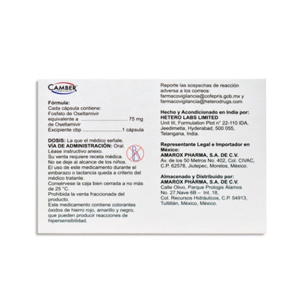 Oseltamivir 75 Mg Caja Con 10 Cápsulas Camber Pharma