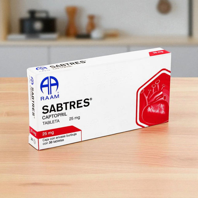 Sabtres (Captopril) 25 mg Caja C/30 Tab. Laboratorios RAAM