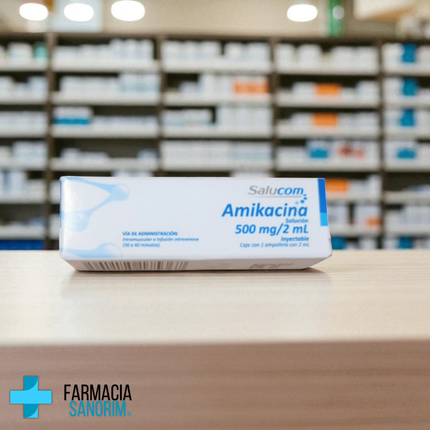 Amikacina 500mg/2ml Inyectable Caja con 1 Ampolleta Salucom
