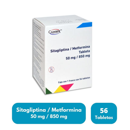 Sitagliptina / Metformina 50 mg / 850 mg Caja con 56 Tabletas Camber Pharma