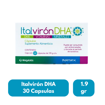 Italvirón DHA Suplemento Alim 1.9 gr Caja con 30 Cápsulas
